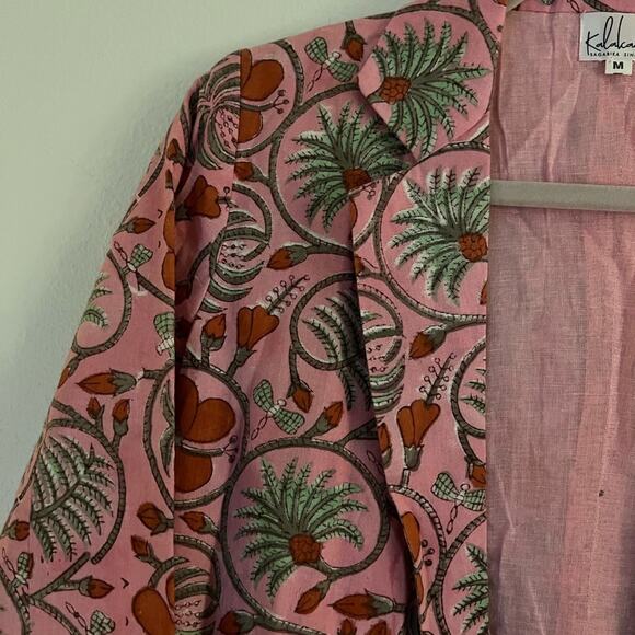 Kalakaari By Sagarika Onion Pink Printed & Embroidered Blazer Jacket Medium - Picture 5 of 8